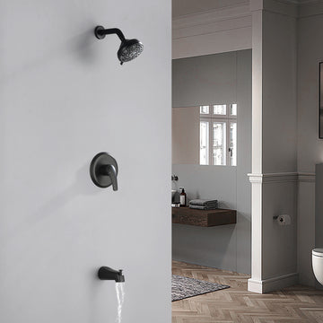 5Inch Tub Shower Faucet Set with 6-Spray Shower Head Wall Mounted Shower Trim Kit with Diverter Bath Spout